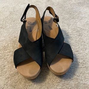 Clarks Black Wedges